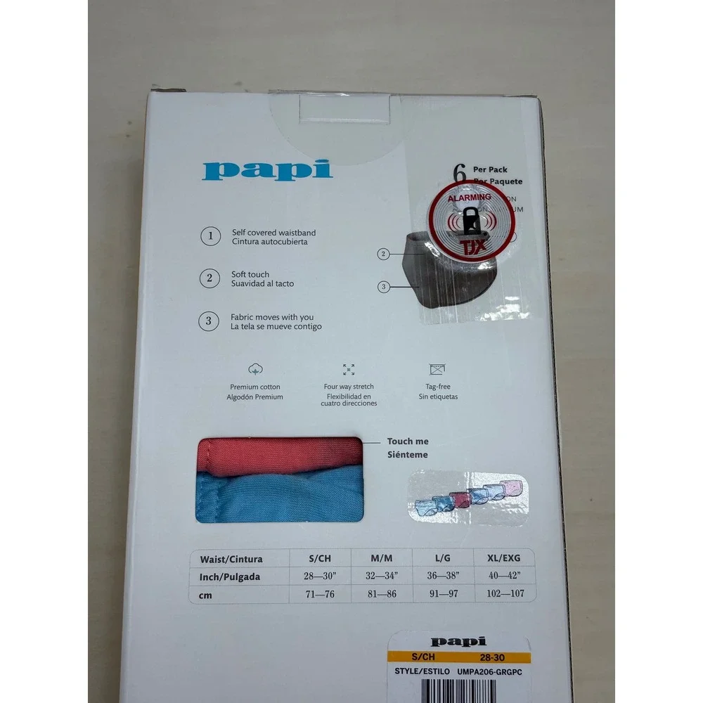Papi Men  Low Rise Briefs 6Pack Premium Cotton Assorted‎ Colors Small28-30